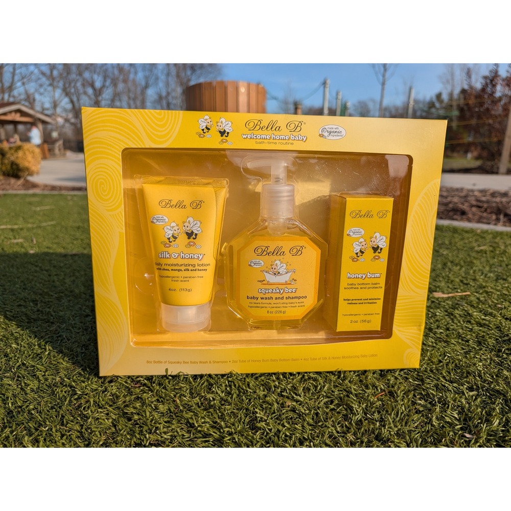Bella‎ B Welcome Home Baby Gift Set Organic Wash Lotion Honey Bum Balm 3pc NEW
